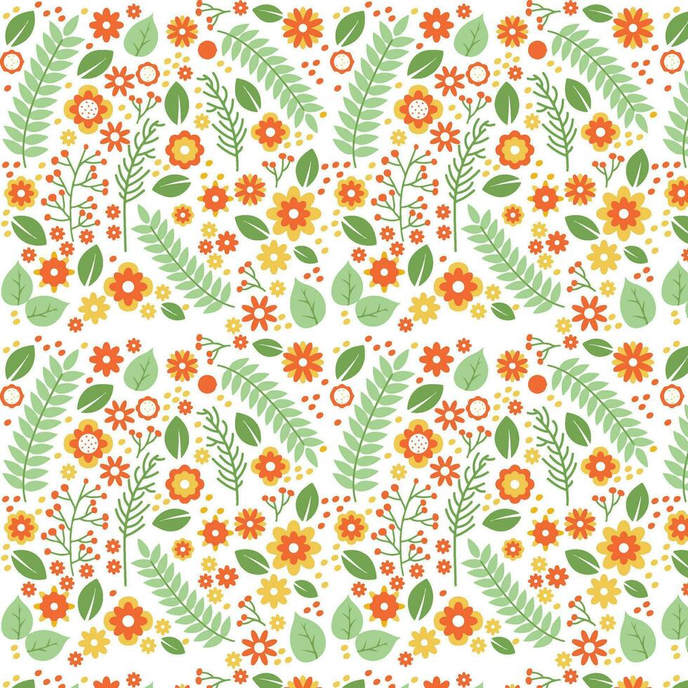 ilustração em vetor de um padrão floral sem costura com pássaros bonitos na primavera para casamento, aniversário, aniversário e festa. design para banner, pôster, cartão, convite e álbum de recortes