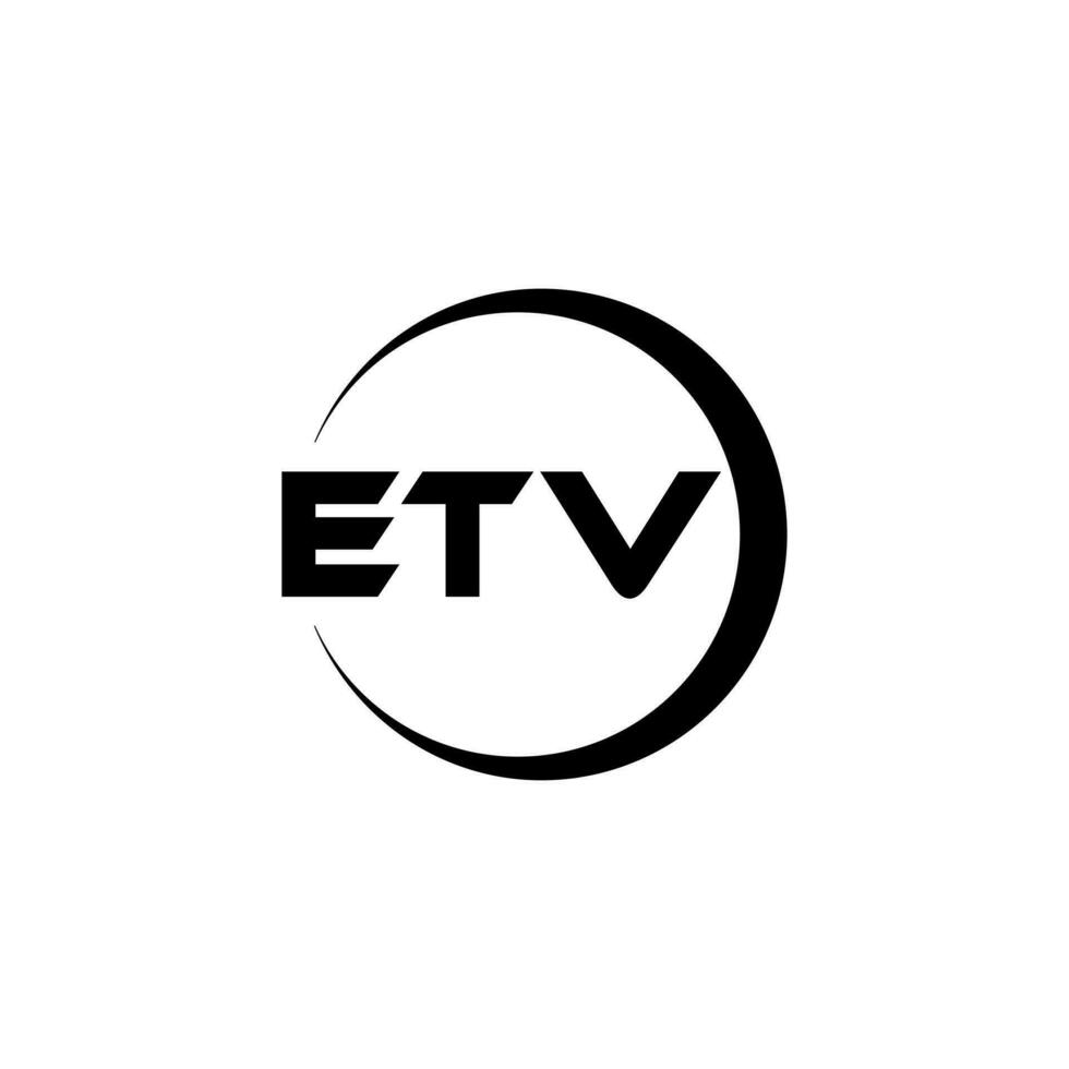 design de logotipo de carta etv na ilustração. logotipo vetorial, desenhos de caligrafia para logotipo, pôster, convite, etc. vetor