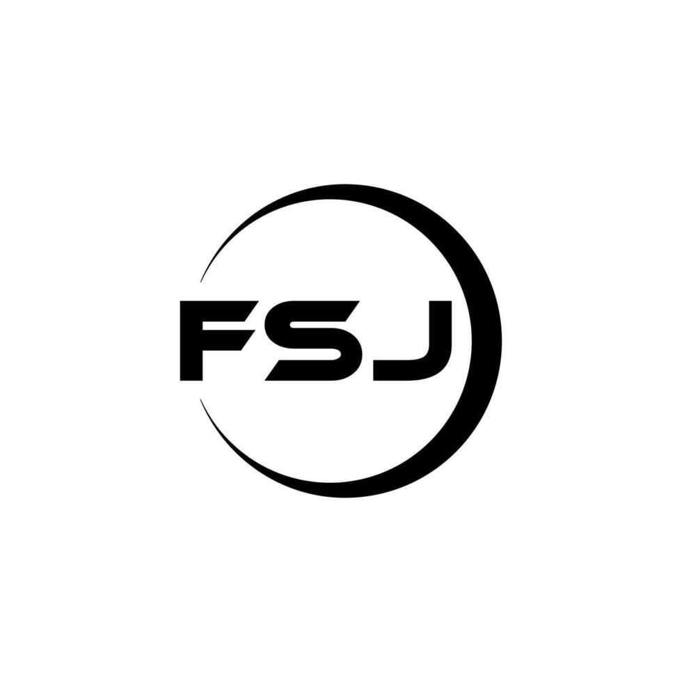 design de logotipo de carta fsj na ilustração. logotipo vetorial, desenhos de caligrafia para logotipo, pôster, convite, etc. vetor