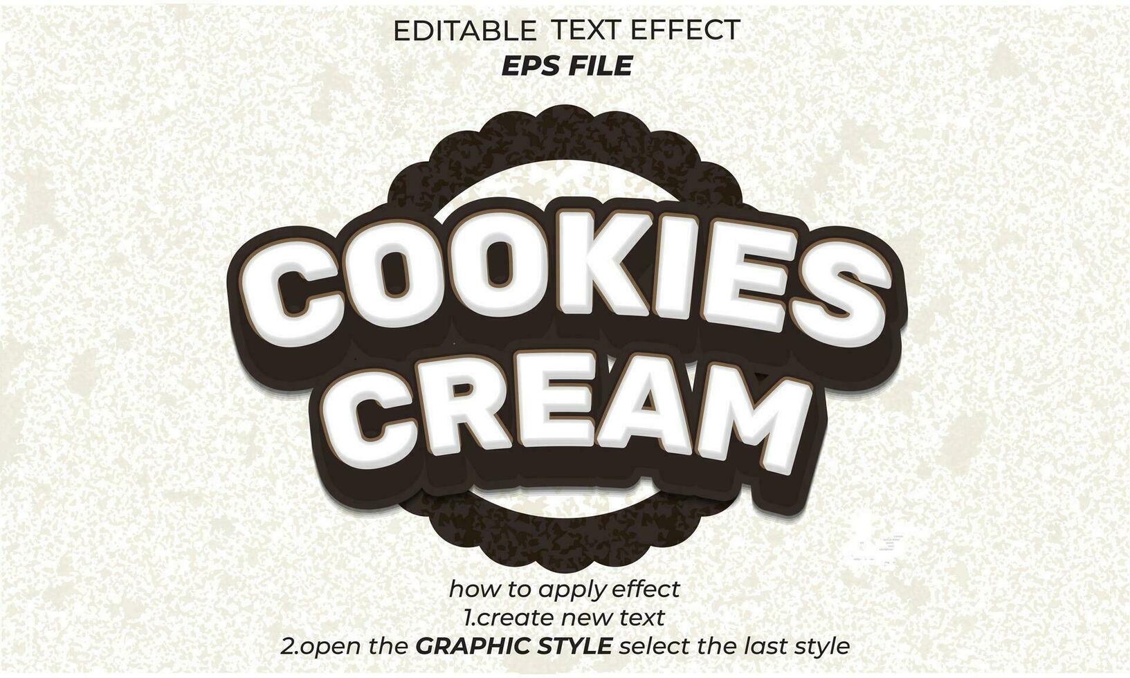 cokies creme texto efeito, tipografia, 3d texto vetor