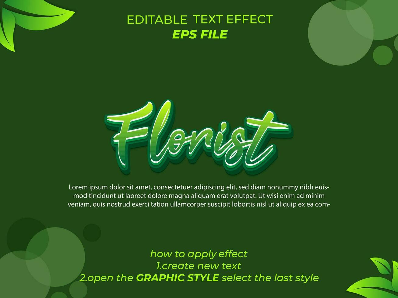 florista texto efeito tipografia, 3d texto. vetor modelo