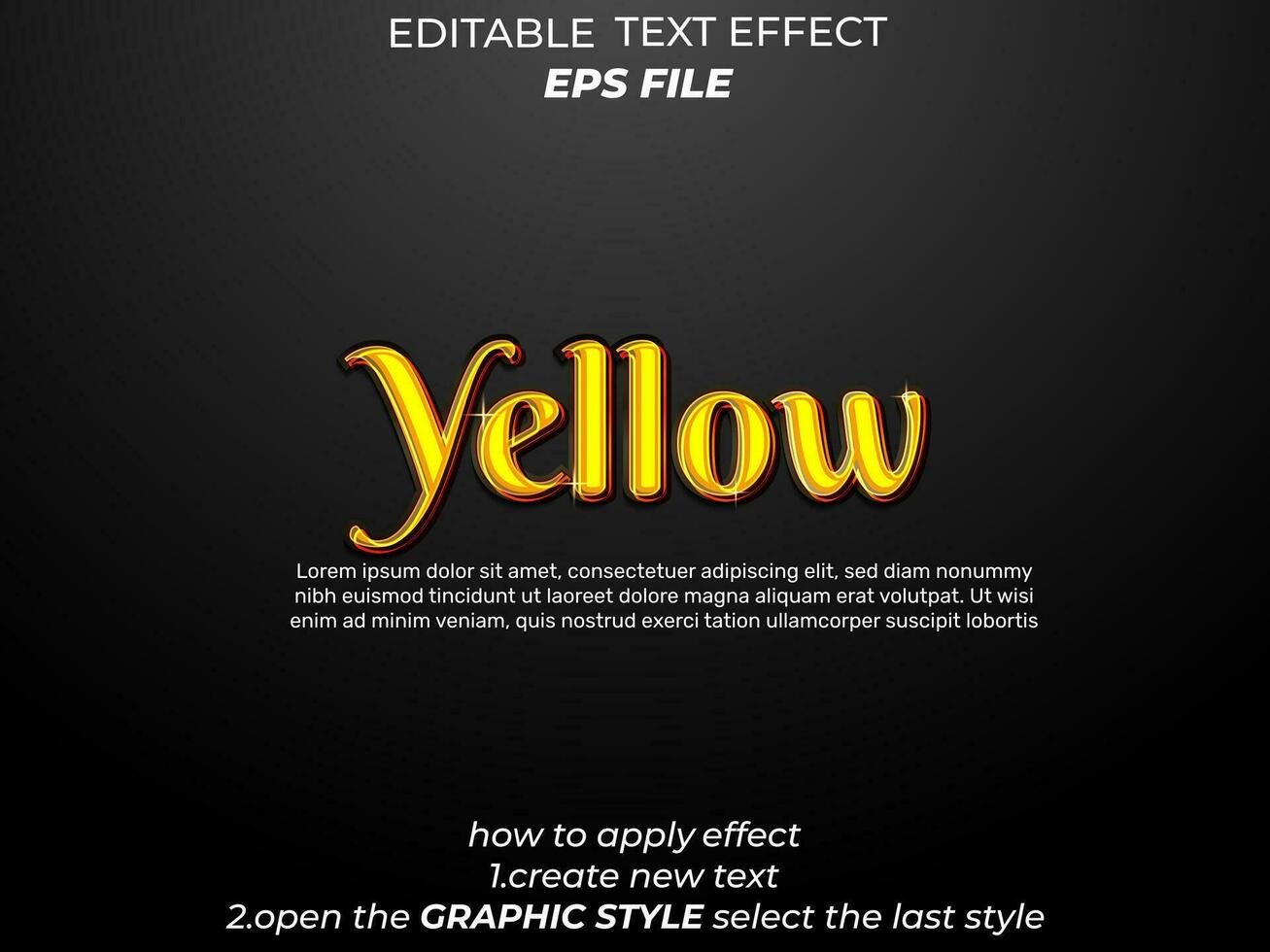 amarelo texto efeito, tipografia, 3d texto. vetor modelo
