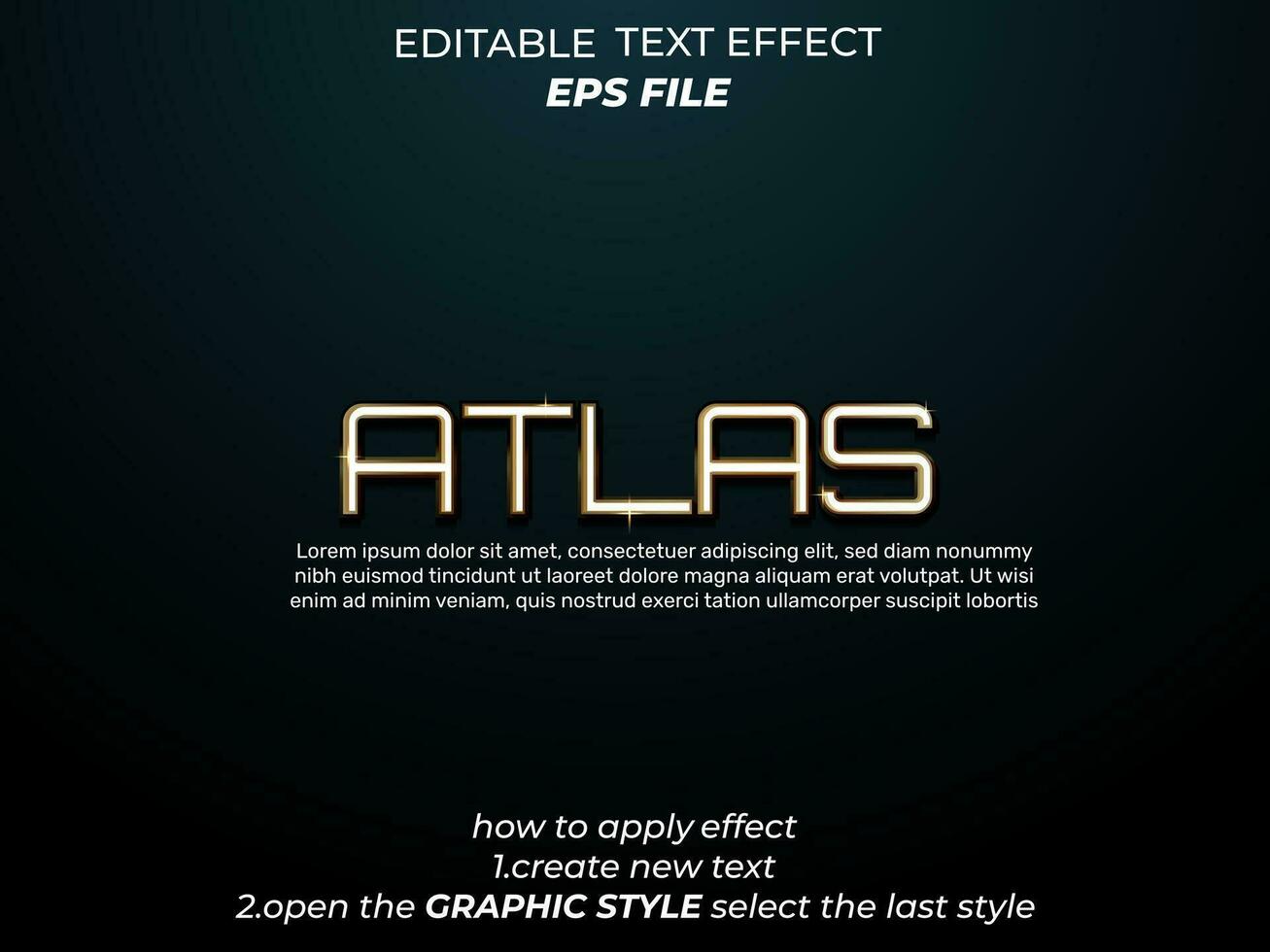 Atlas texto efeito, tipografia, 3d texto. vetor modelo