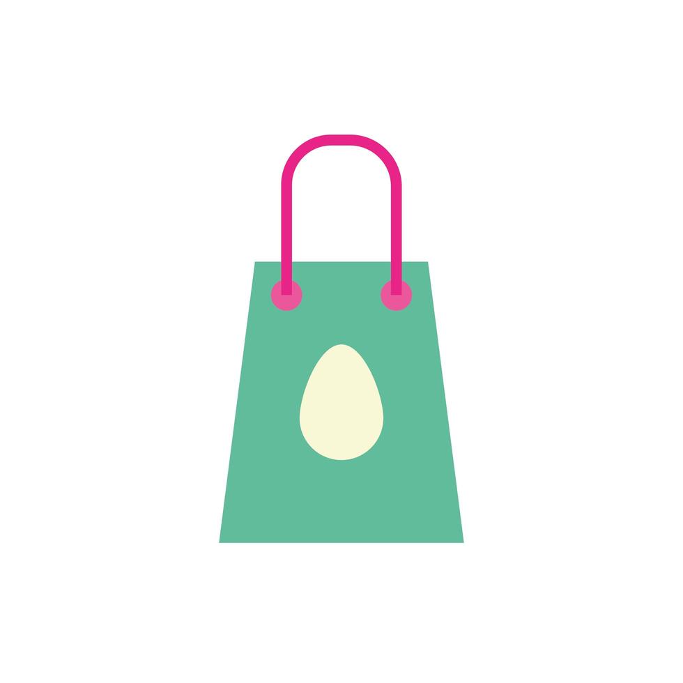 sacola de compras com ovo de páscoa pintado de estilo simples vetor