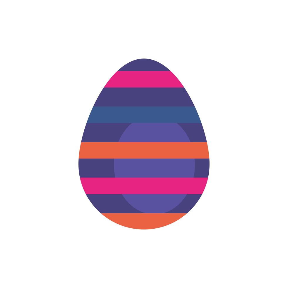 ovo de páscoa pintado com listras em estilo simples vetor