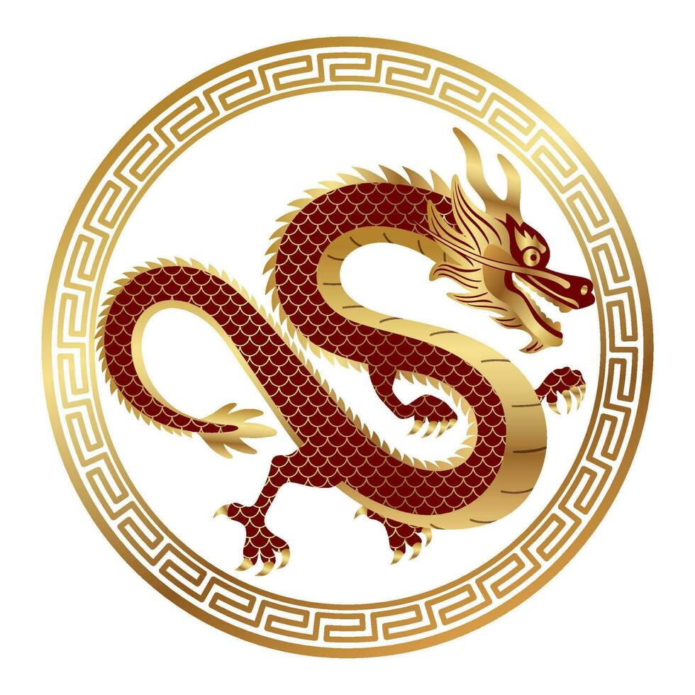 ano do a Dragão vetor estilo chinês zodíaco símbolo isolado em uma branco fundo.