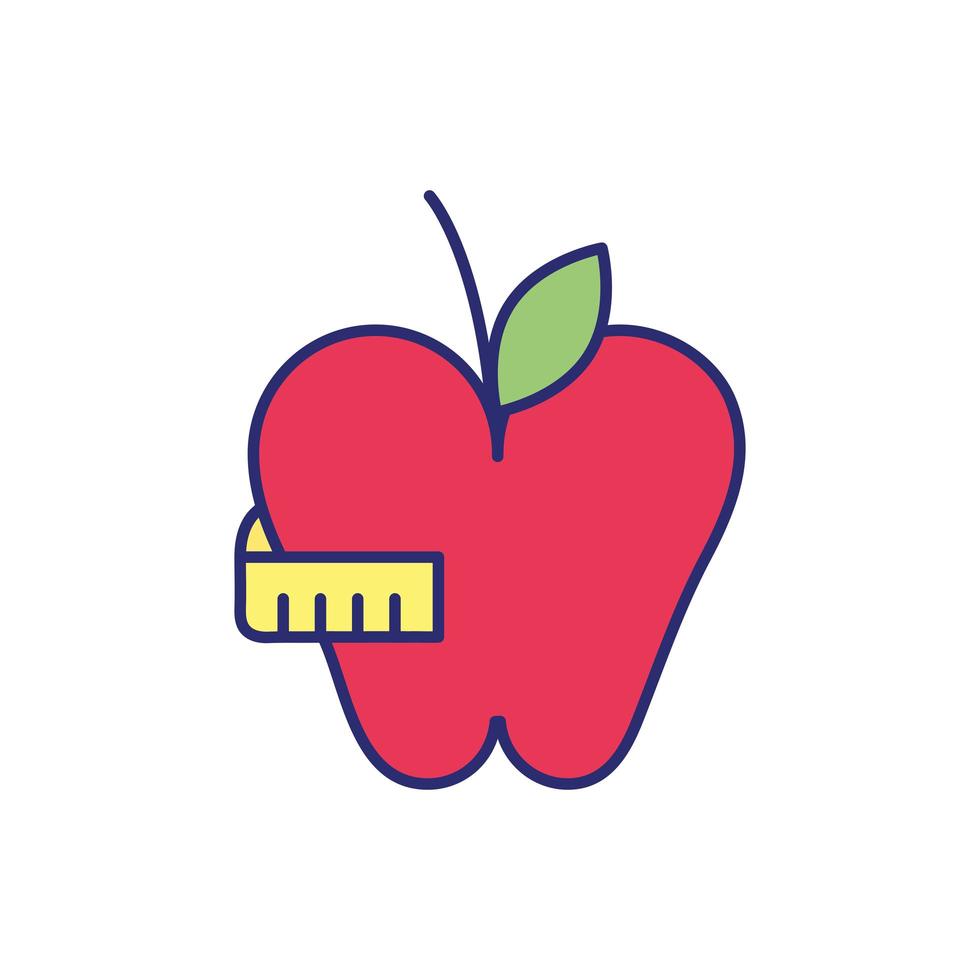 maçã fruta fresca com fita métrica vetor