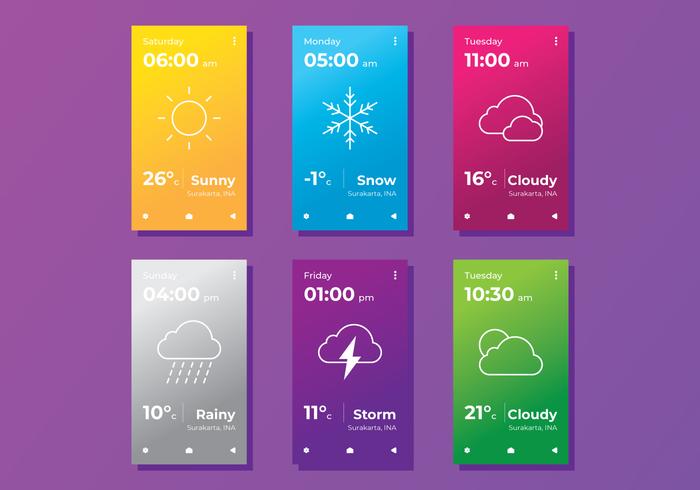 Telas mínimas de aplicativos climáticos vetor