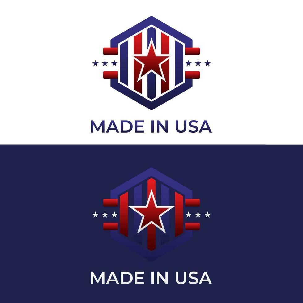 hexágono escudo americano bandeira logotipo Projeto vetor