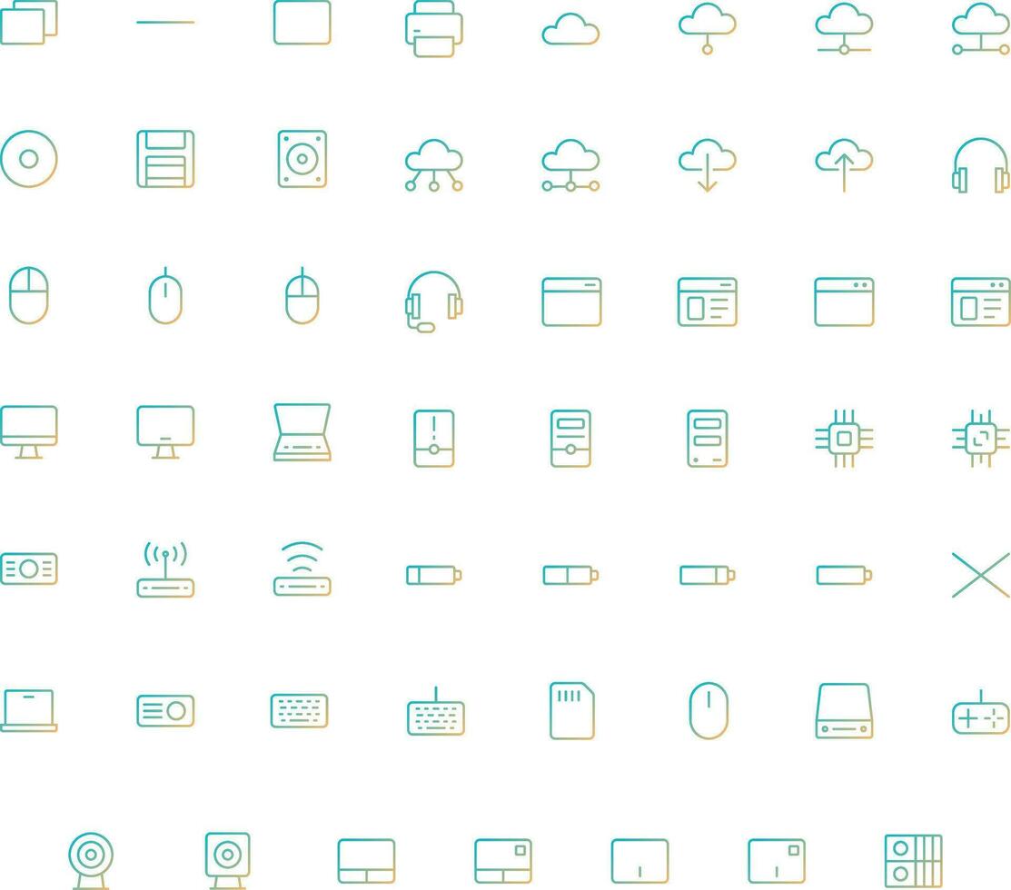 vetor do computador e isto ícone conjunto fino gradiente. perfeito para do utilizador interface, Novo aplicativo.