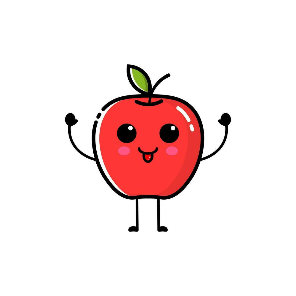 vermelho maçã ícones com fofa expressões, maçãs, vermelho, bonitinho, engraçado, ícones, apartamentos, desenhos, etc. vetor
