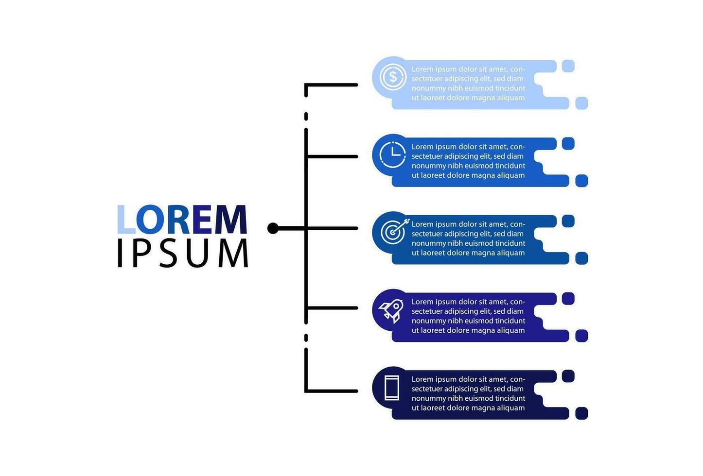 vetor infográfico modelo com ícones e 5 opções ou passos. para processo diagramas, apresentações, fluxo de trabalho disposição, bandeiras, informação gráficos.