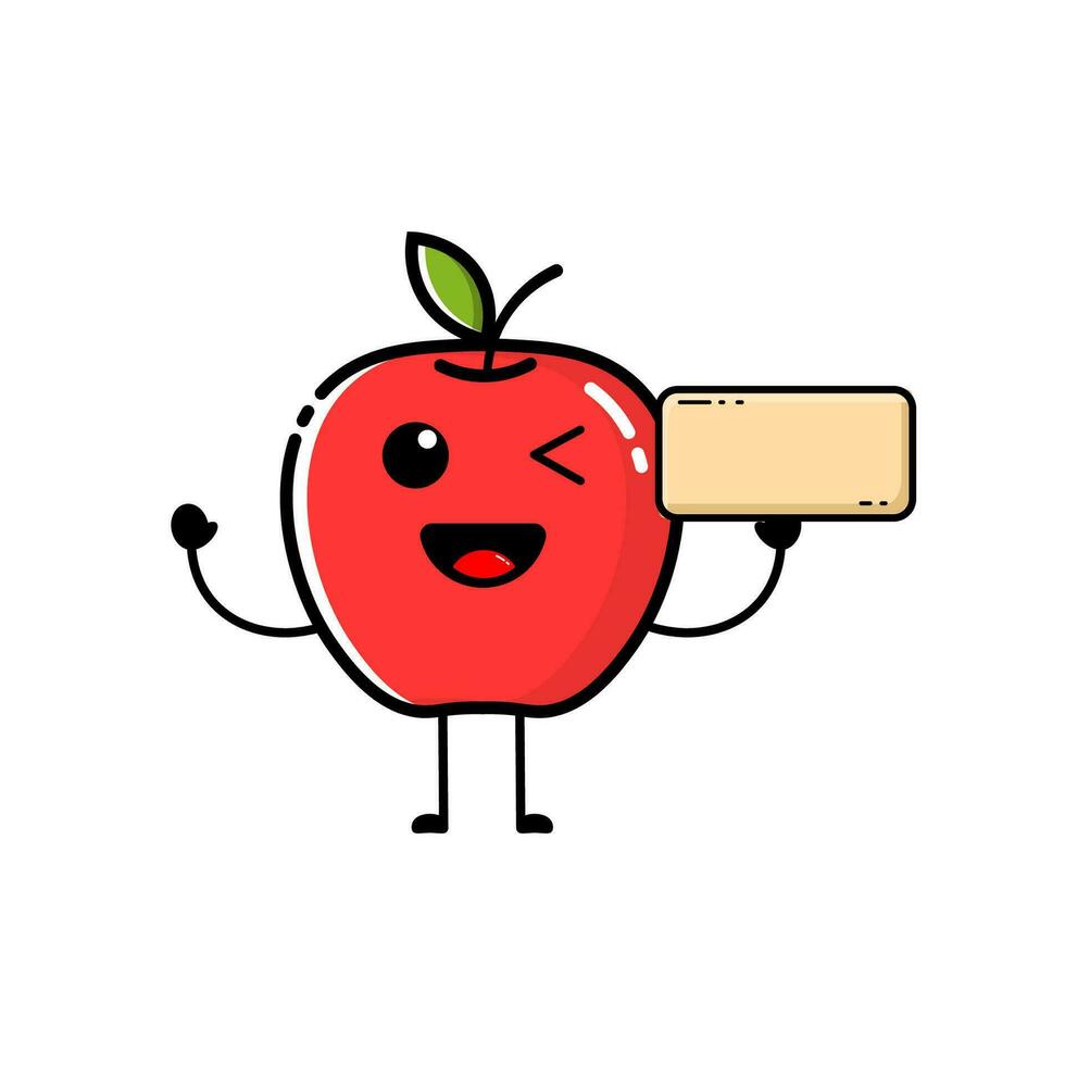 a maçã personagem ícone carregando uma borda e com uma fofa expressão, fruta, maçã, vermelho, projeto, ícone, personagem, Comida vetor