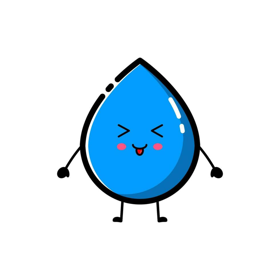 azul água solta personagens com fofa facial expressões vetor