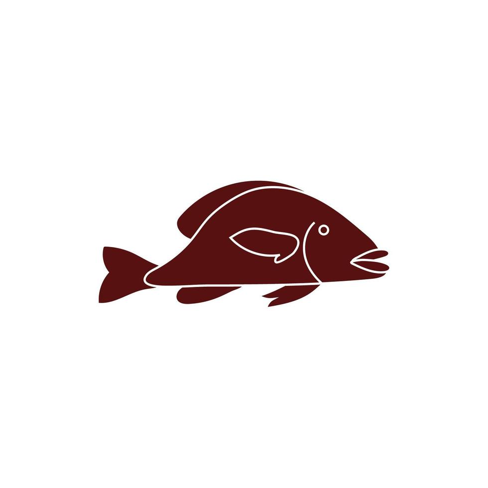 ícone de animal isolado de vida marinha peixe fofo vetor