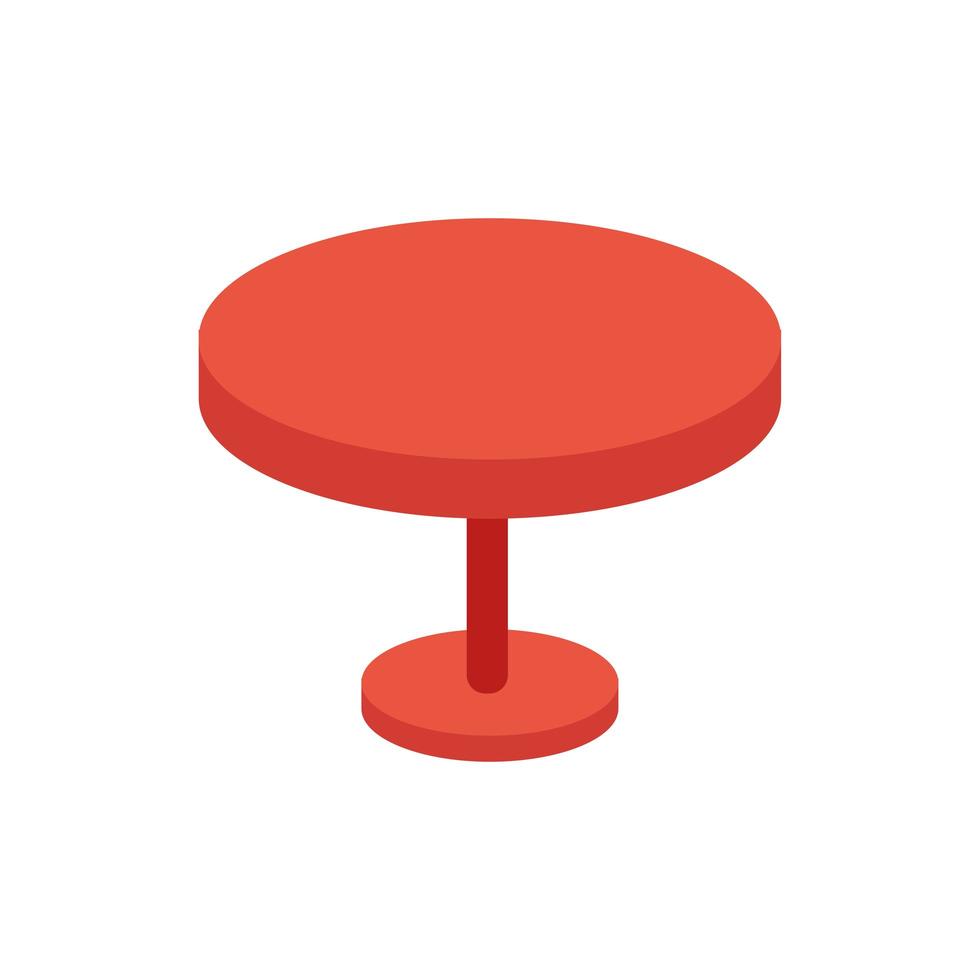 ícone isolado de móveis de mesa circular de madeira vetor