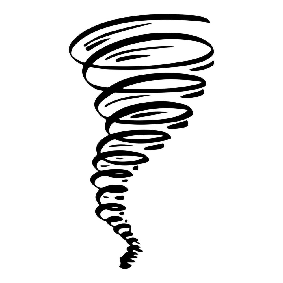 estilo de esboço doodle de ilustração desenhada à mão de desenhos animados de tornado para design de conceito. vetor