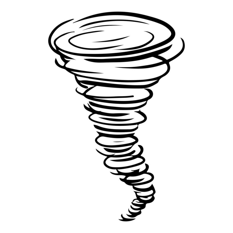 estilo de esboço doodle de ilustração desenhada à mão de desenhos animados de tornado para design de conceito. vetor