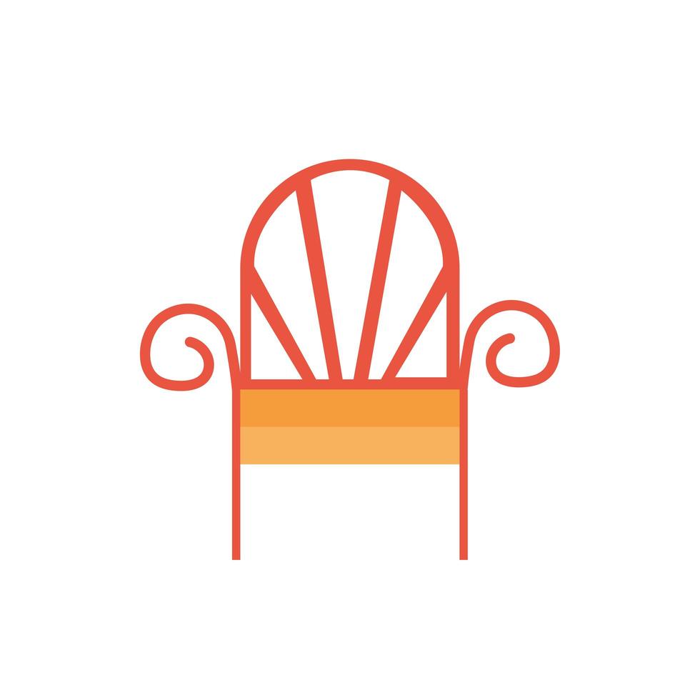 ícone isolado de mobília de cadeira de madeira vetor