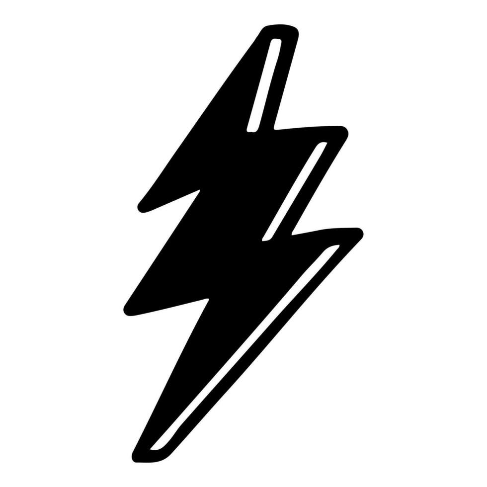 estilo de esboço doodle de ilustração vetorial de símbolo de raio elétrico para design de conceito. vetor