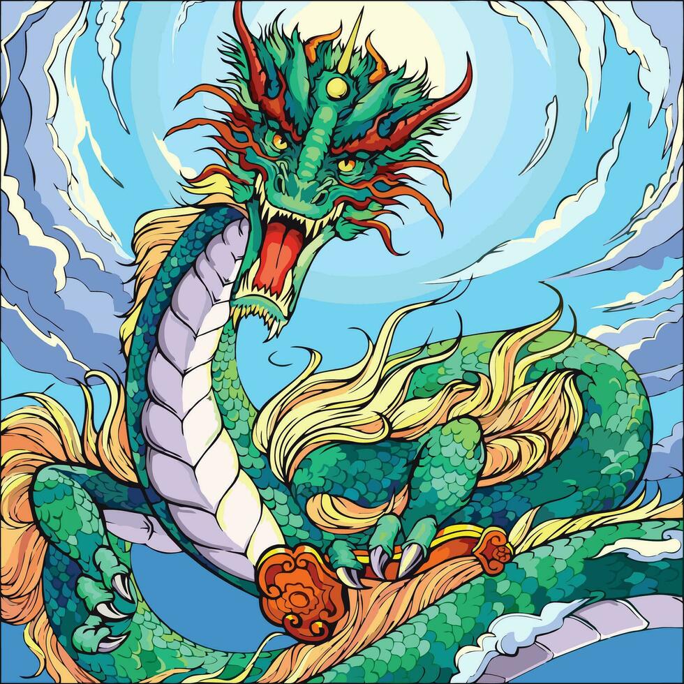 dragões estão grande, serpentina criaturas este aparecer dentro a folclore do muitos culturas por aí a mundo. elas estão tipicamente retratado Como tendo quatro pernas, uma grandes cauda, e uma par do asas. vetor