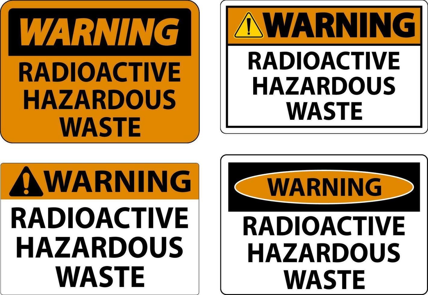 Atenção placa radioativo perigoso desperdício vetor