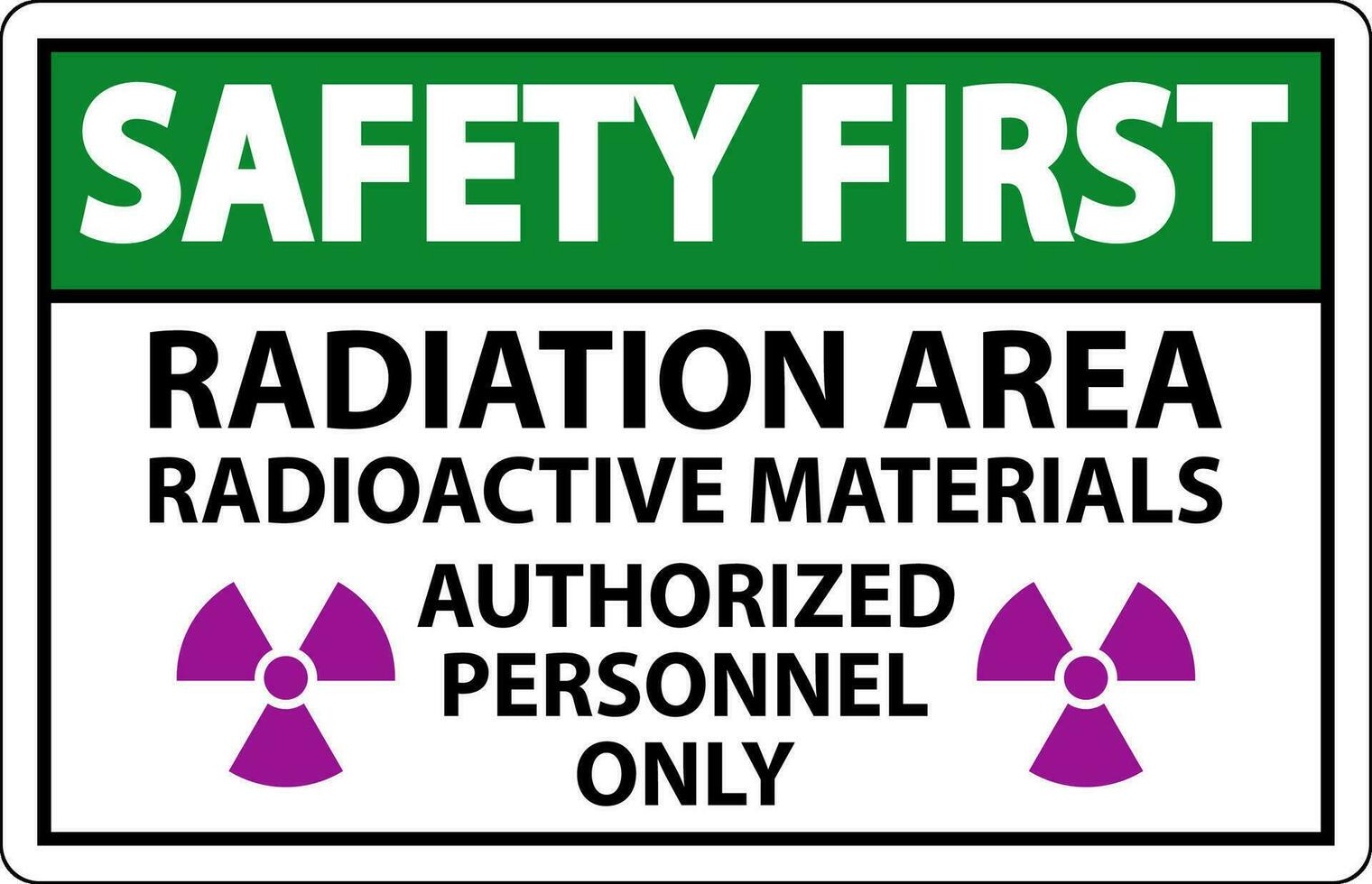 radiação segurança primeiro placa Cuidado radiação área, radioativo materiais, autorizado pessoal só vetor