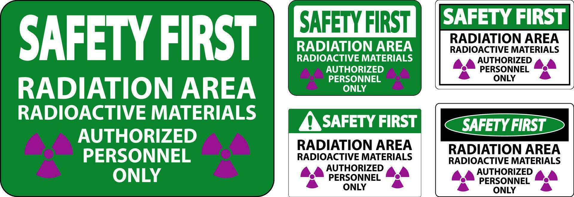 radiação segurança primeiro placa Cuidado radiação área, radioativo materiais, autorizado pessoal só vetor