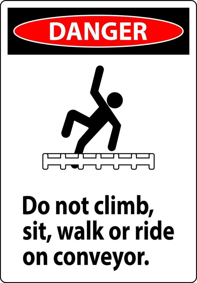Perigo rótulo Faz não escalar, sentar, andar ou passeio em transportador vetor