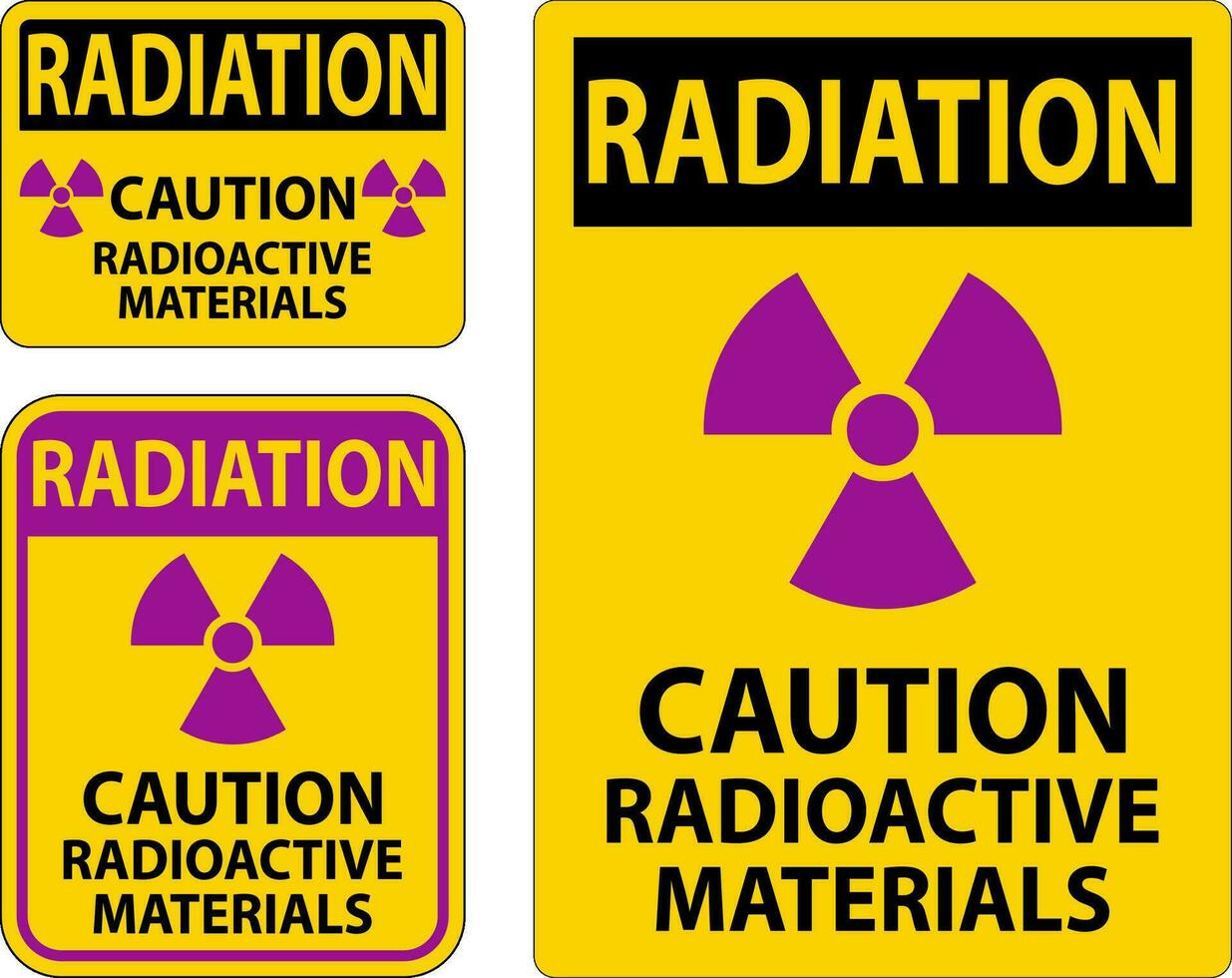 radiação Atenção placa Cuidado radioativo materiais vetor