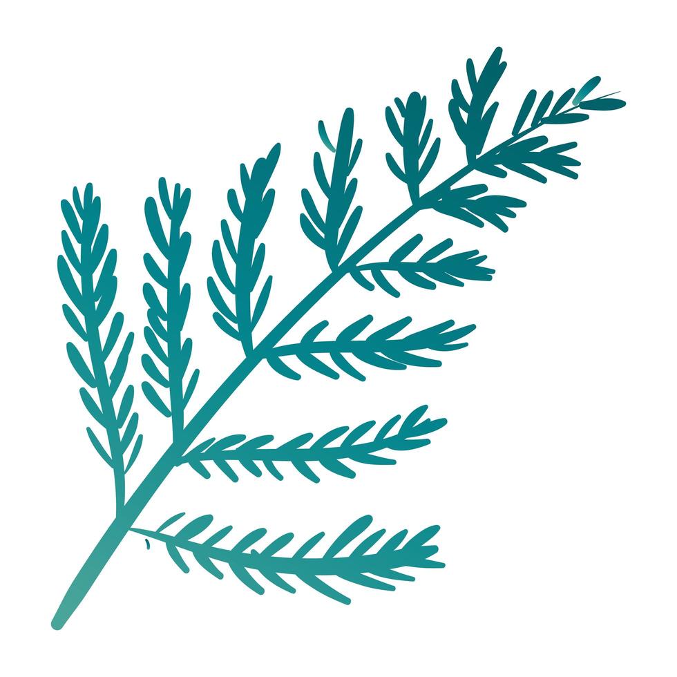 ramo com ícone de estilo gradiente botânico de folhas vetor