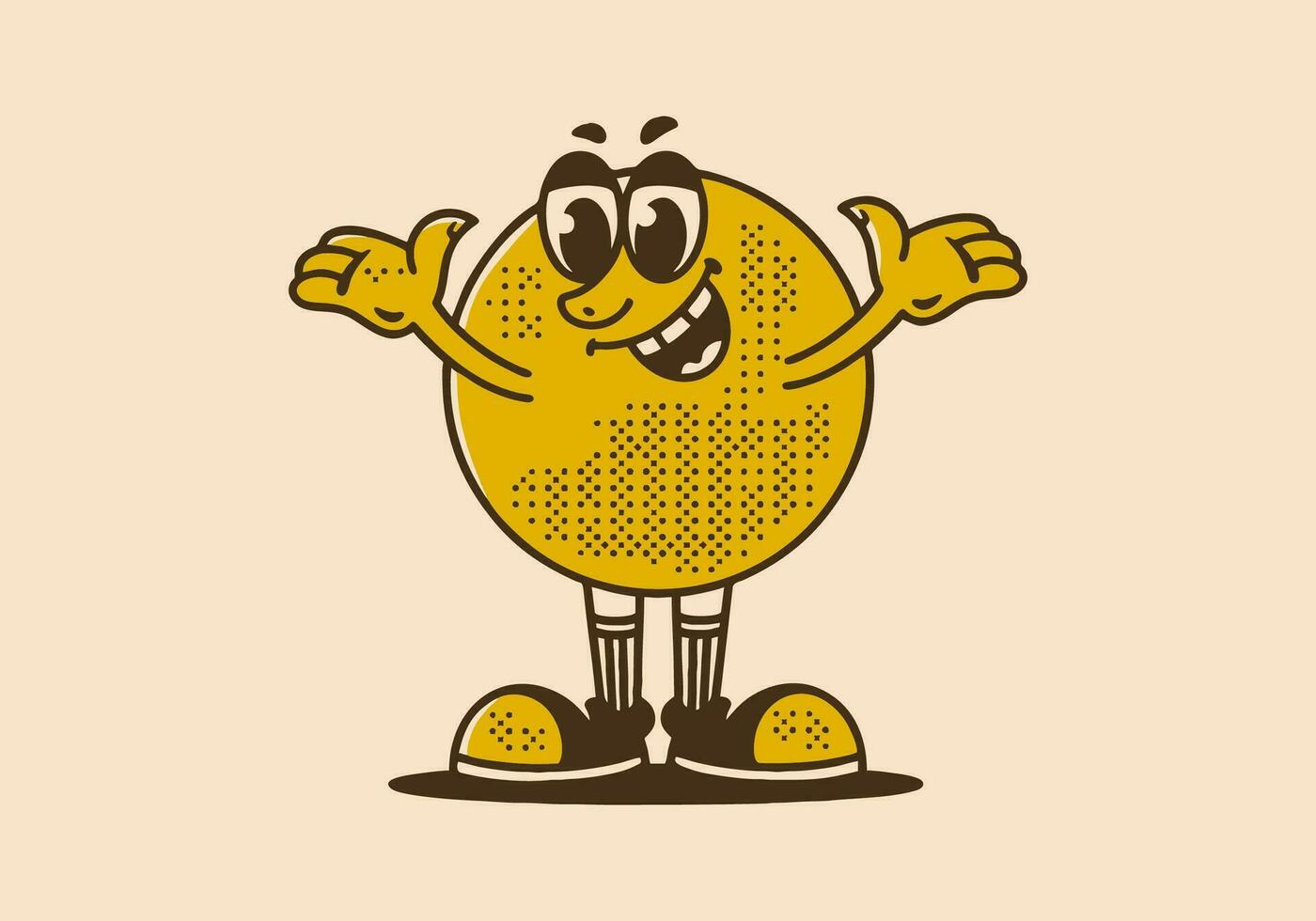 mascote personagem do bola cabeça com feliz expressão vetor