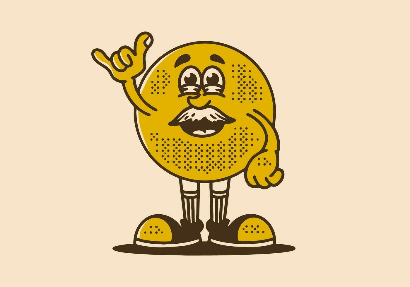 mascote personagem do bola cabeça com bigode e calafrio expressão vetor