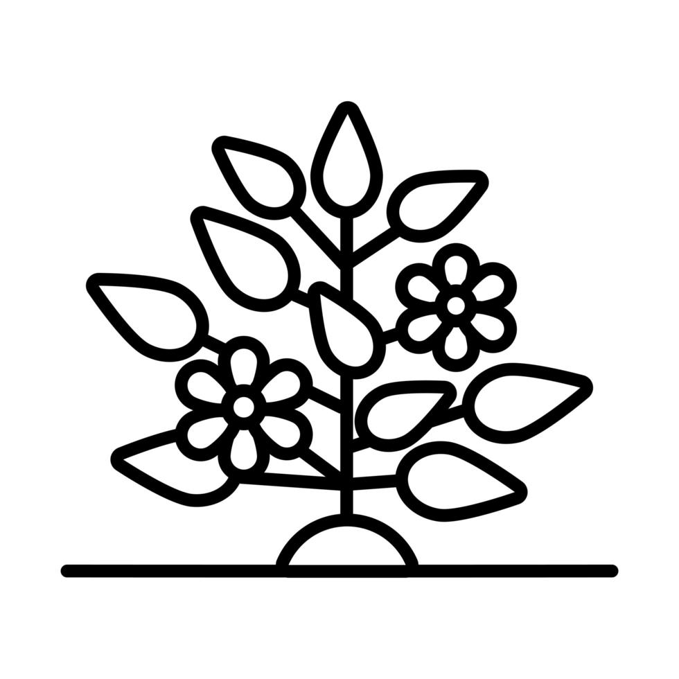 ícone de estilo de linha de planta de crescimento de flores vetor