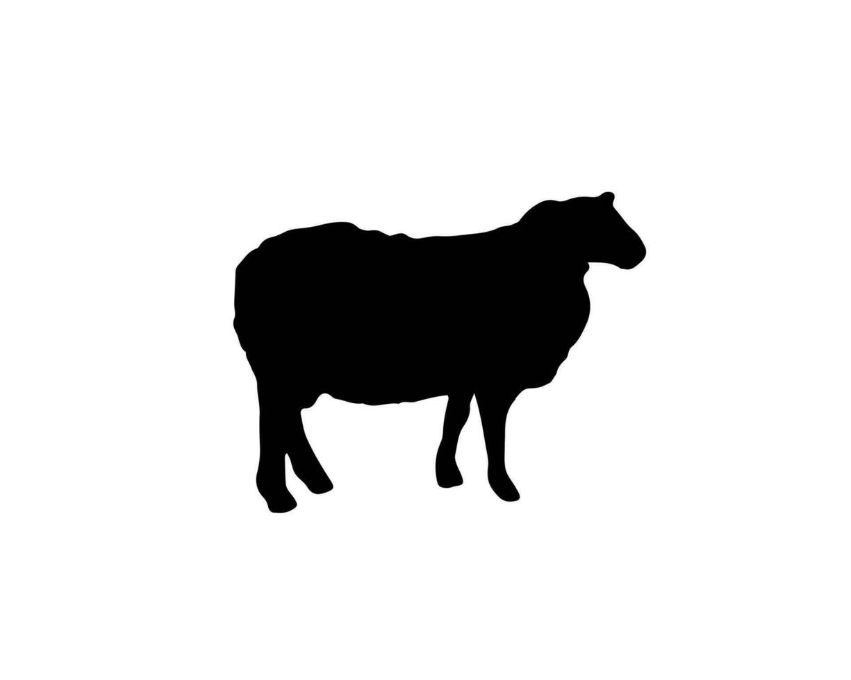 ovelha silhueta dentro Preto cor. vetor ilustração sobre Fazenda doméstico mamífero animal. symbool do lã e Carneiro eu no.