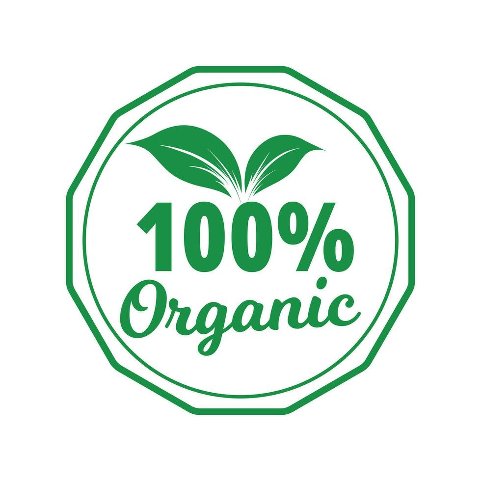 vetor 100 orgânico Comida certificado ícone e logotipo Projeto