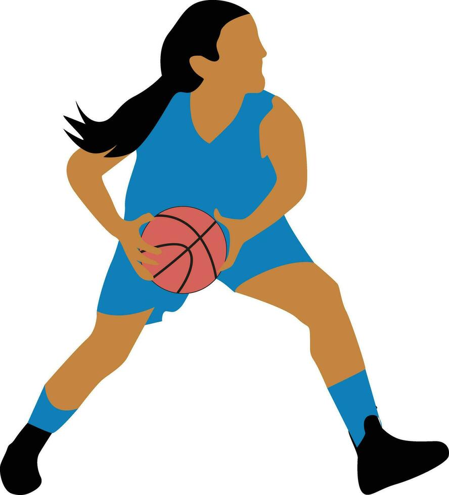 mulheres pose driblar basquetebol jogador vetor