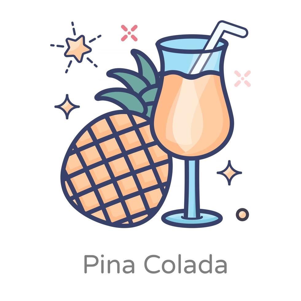 bebida refrescante pina colada vetor