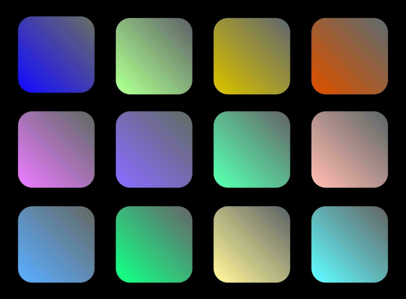 colorida nevada cor sombra linear gradiente paleta amostras rede kit arredondado quadrados modelo conjunto vetor