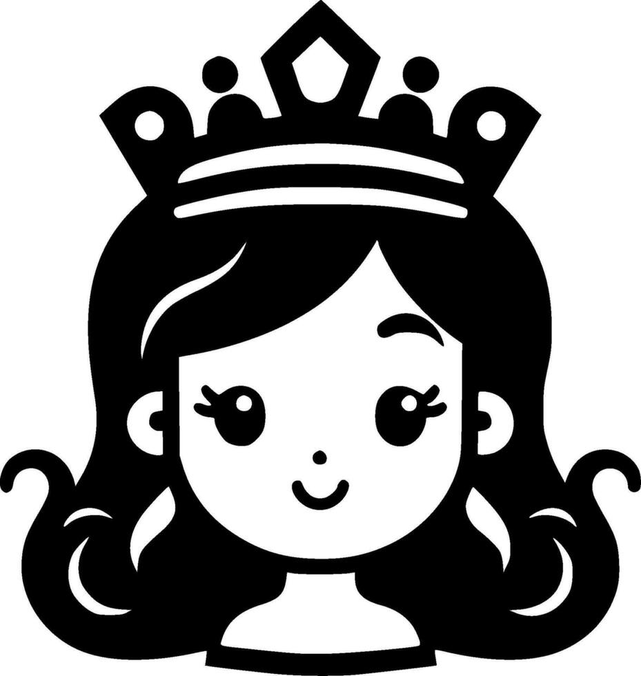 Princesa - Preto e branco isolado ícone - vetor ilustração