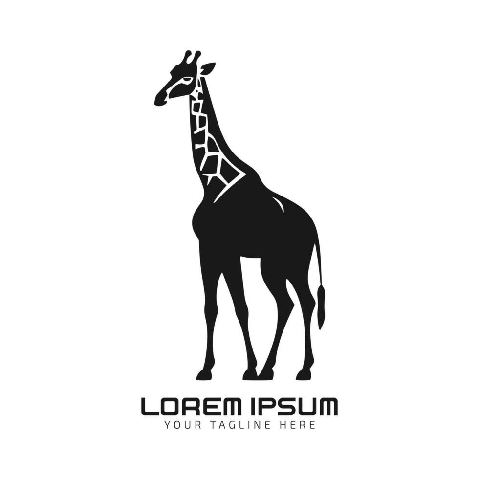 girafa em pé logotipo. selvagem animal logotipo obra de arte Projeto. Preto vetor ilustração em branco fundo.