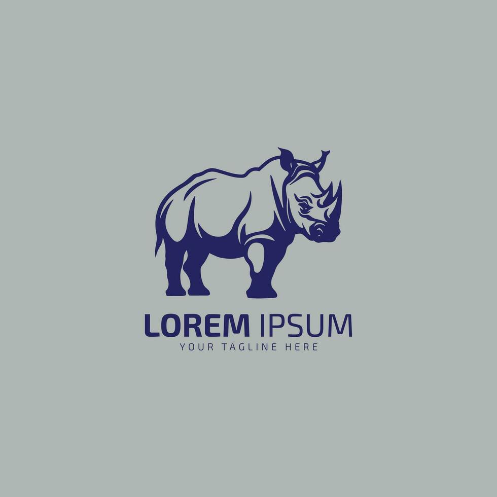 logotipo rinoceronte minimalismo africano animal animais selvagens vetor