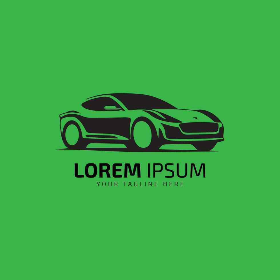 carro em pé logotipo ícone vetor silhueta símbolo isolado em verde fundo.