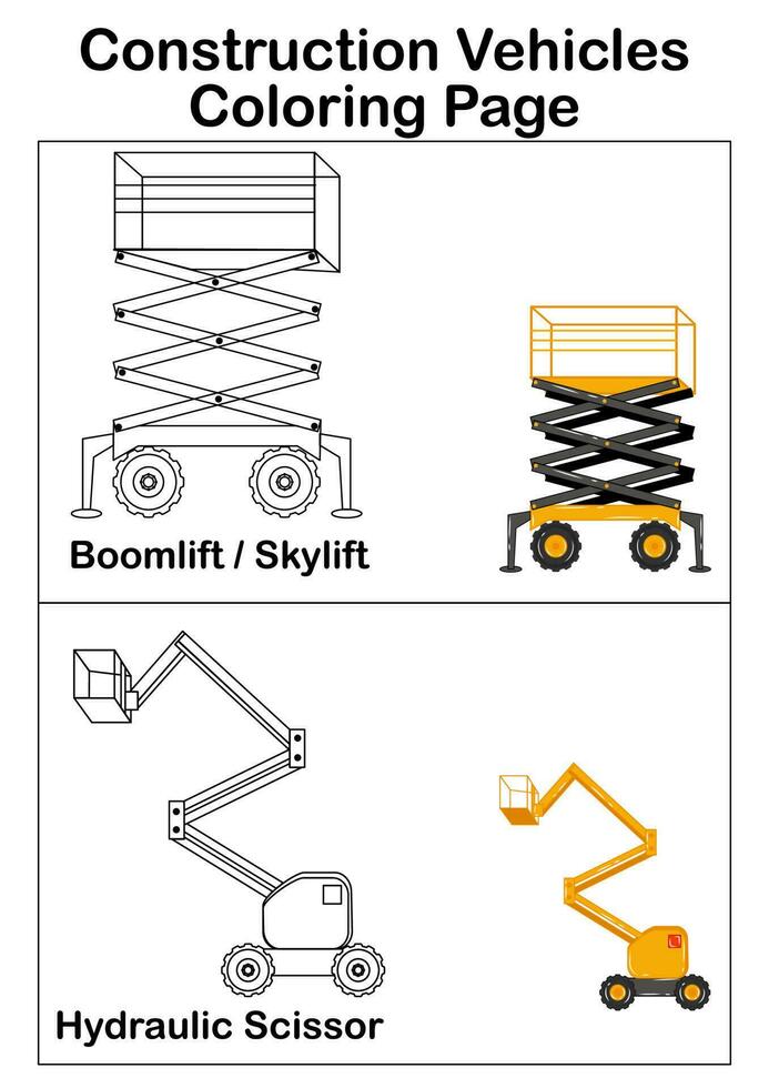 construção veículos coloração página vetor