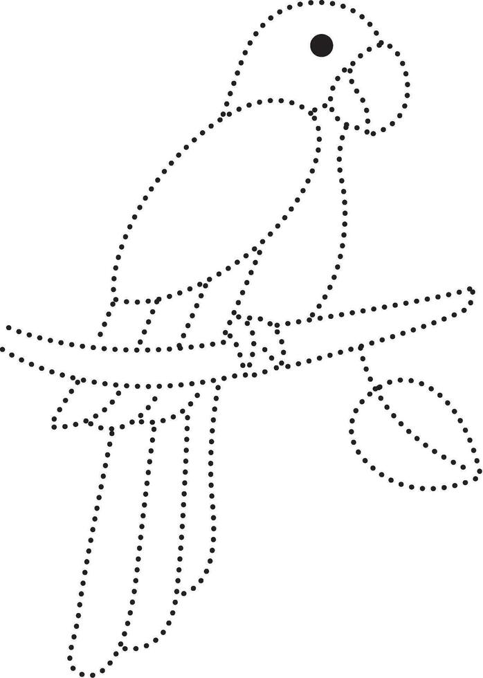 papagaio animal pontilhado linha prática desenhar desenho animado rabisco kawaii animê coloração página fofa ilustração desenhando grampo arte personagem chibi mangá quadrinho vetor