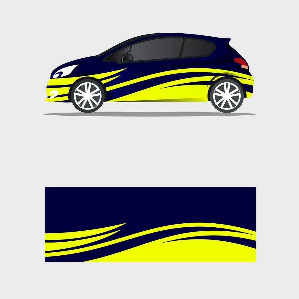 wrappign carro decalque azul amarelo chama criativo conceito vetor