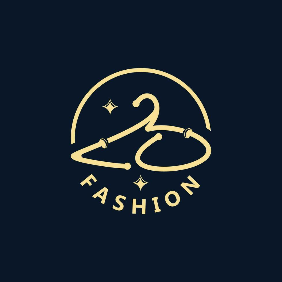 roupas e moda logotipo Projeto cabide conceito, criativo simples moda fazer compras o negócio moda vetor