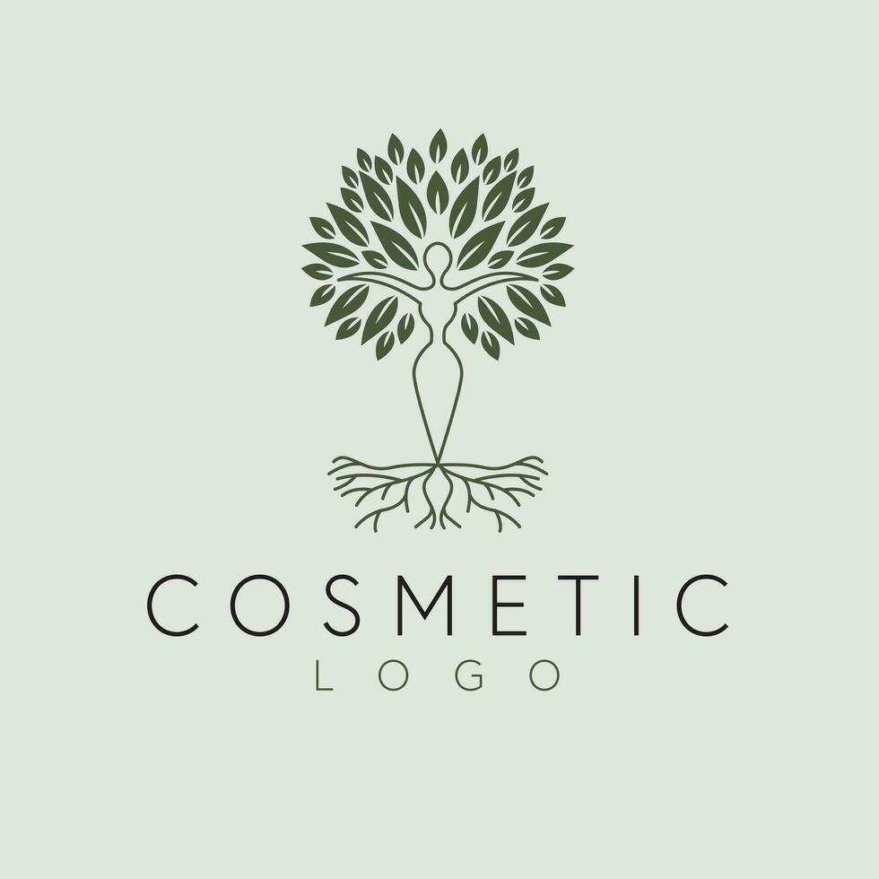 Cosmético vetor logotipo Projeto. mulher e árvore logotipo. abstrato crescimento símbolo logotipo modelo.