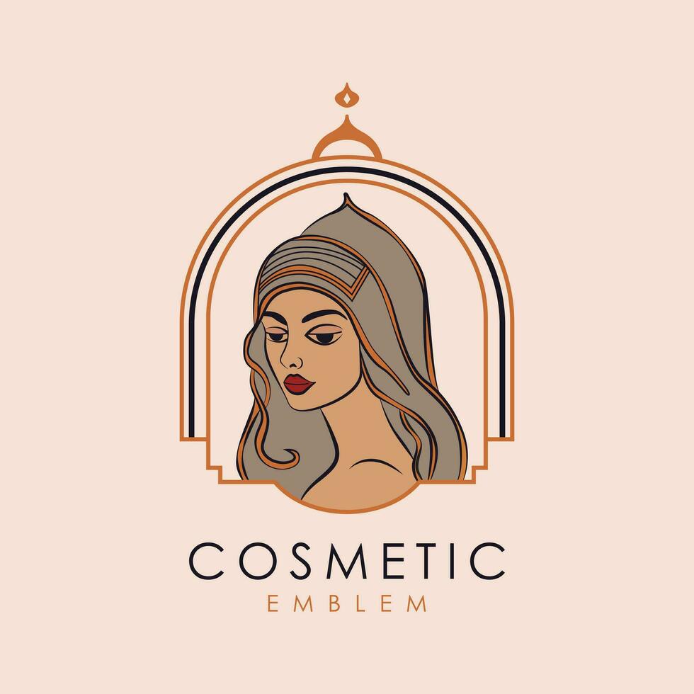 Cosmético vetor logotipo Projeto. Oriental mulher logotipo. lindo senhora ilustração logotipo modelo.