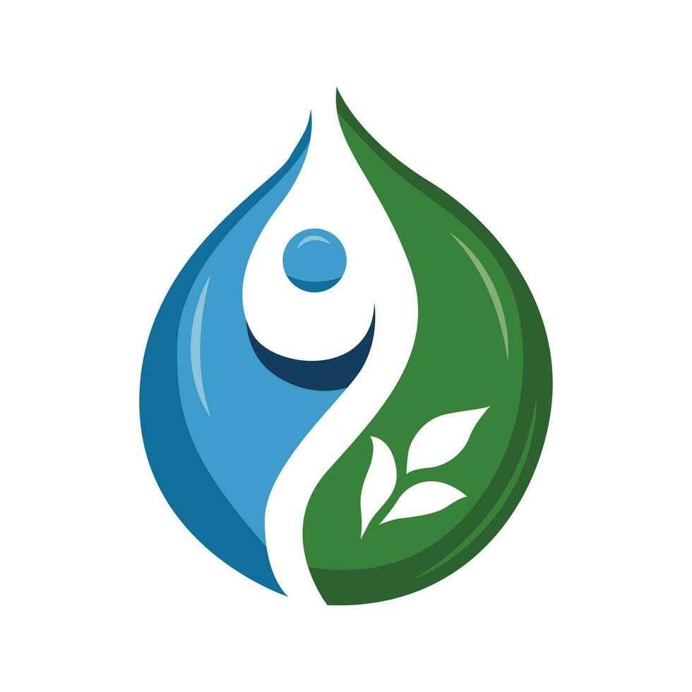 yin yagn símbolo dentro forma do solta do água. abstrato gotícula logotipo Projeto conceito. eco natural adesivo Projeto. vetor